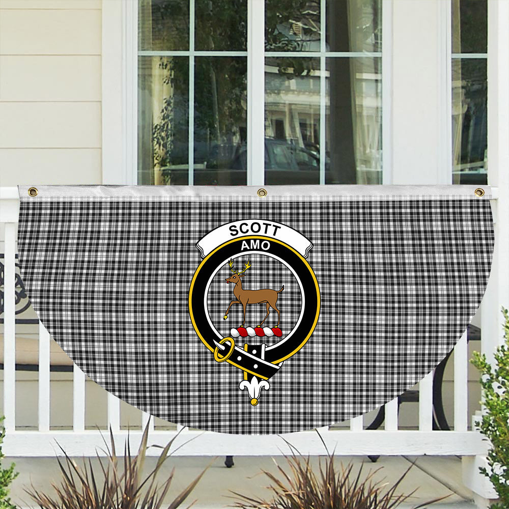 ScotsTee Shop Scottish Scott Black and White Modern Crest Tartan Non-Pleated Fan Flag Bunting Banner