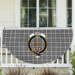 ScotsTee Shop Scottish Scott Black and White Modern Crest Tartan Non-Pleated Fan Flag Bunting Banner