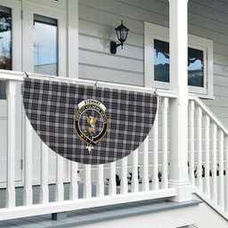 ScotsTee Shop Scottish Stewart Dress Blue Crest Tartan Non-Pleated Fan Flag Bunting Banner
