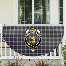ScotsTee Shop Scottish Stewart Dress Blue Crest Tartan Non-Pleated Fan Flag Bunting Banner