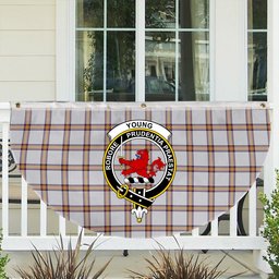 ScotsTee Shop Scottish Young Christina Modern Crest Tartan Non-Pleated Fan Flag Bunting Banner