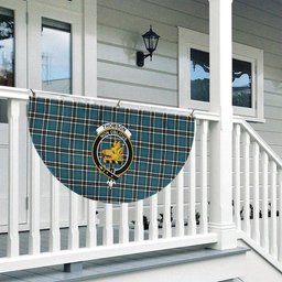 ScotsTee Shop Scottish Thomson Dress Blue Ancient Crest Tartan Non-Pleated Fan Flag Bunting Banner