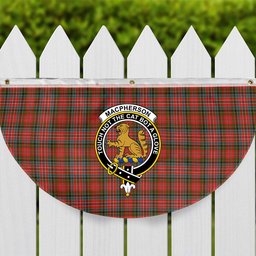 ScotsTee Shop Scottish MacPherson Weathered Crest Tartan Non-Pleated Fan Flag Bunting Banner