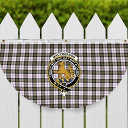 ScotsTee Shop Scottish MacPherson Dress Modern Crest Tartan Non-Pleated Fan Flag Bunting Banner