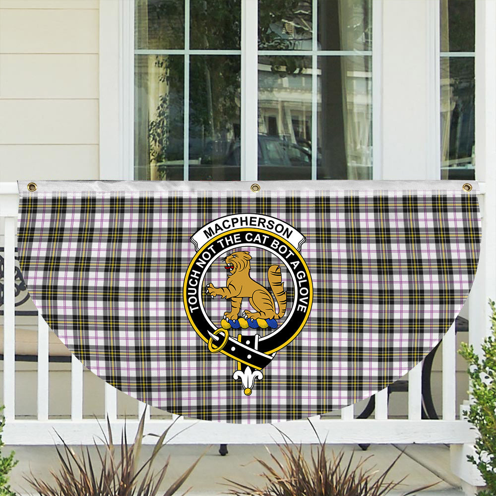 ScotsTee Shop Scottish MacPherson Dress Modern Crest Tartan Non-Pleated Fan Flag Bunting Banner