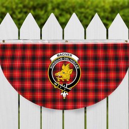 ScotsTee Shop Scottish MacIver Modern SC Crest Tartan Non-Pleated Fan Flag Bunting Banner