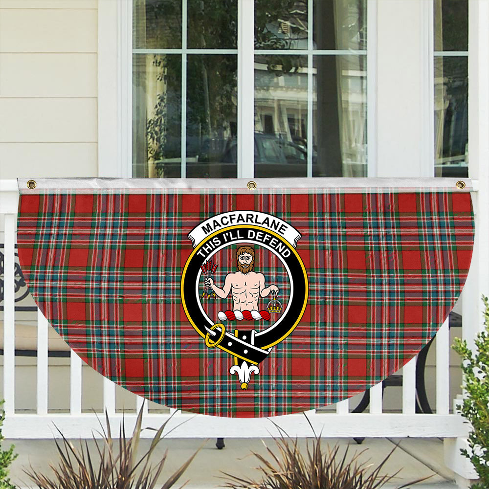 ScotsTee Shop Scottish MacFarlane Red Ancient Crest Tartan Non-Pleated Fan Flag Bunting Banner
