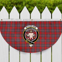 ScotsTee Shop Scottish McFarlane Red Modern Crest Tartan Non-Pleated Fan Flag Bunting Banner