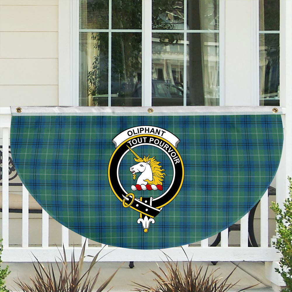ScotsTee Shop Scottish Oliphant Ancient Crest Tartan Non-Pleated Fan Flag Bunting Banner