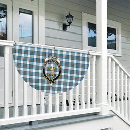 ScotsTee Shop Scottish Stewart Muted Blue Crest Tartan Non-Pleated Fan Flag Bunting Banner