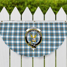 ScotsTee Shop Scottish Stewart Muted Blue Crest Tartan Non-Pleated Fan Flag Bunting Banner
