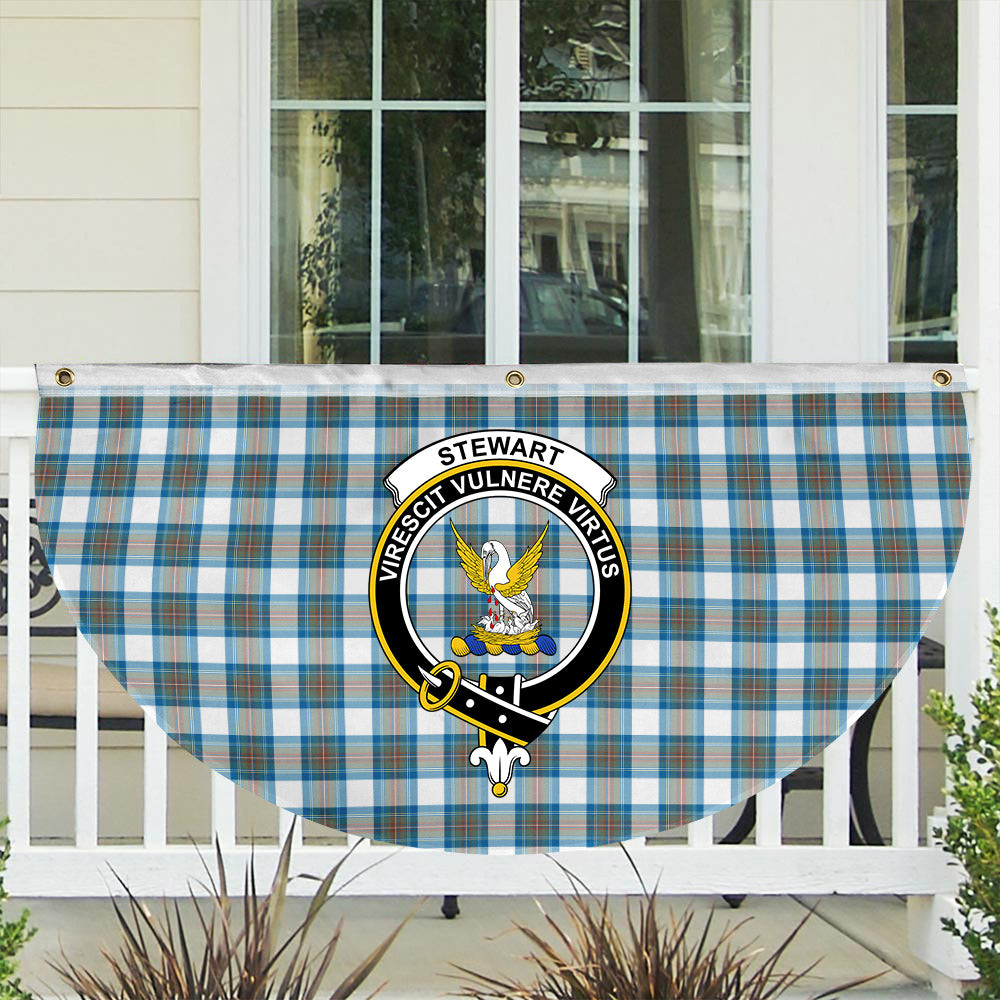 ScotsTee Shop Scottish Stewart Muted Blue Crest Tartan Non-Pleated Fan Flag Bunting Banner
