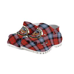 ScotsTee Shop Scottish Baillie of Polkemmet Red Ancient Crest Women's Tartan Height Increasing Clogs