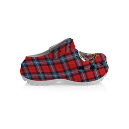 ScotsTee Shop Scottish Baillie of Polkemmet Red Modern Crest Women's Tartan Height Increasing Clogs