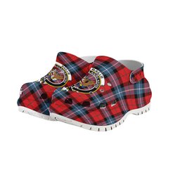 ScotsTee Shop Scottish Baillie of Polkemmet Red Modern Crest Women's Tartan Height Increasing Clogs