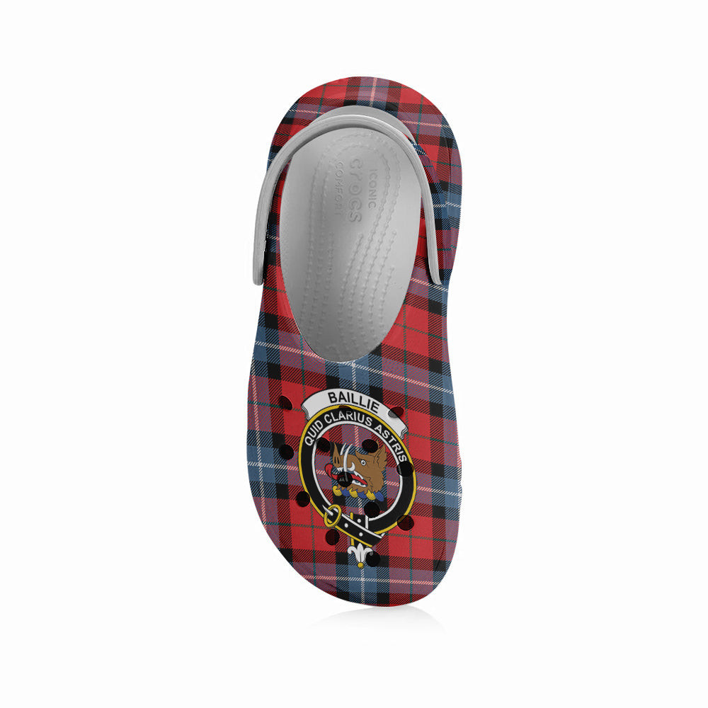 ScotsTee Shop Scottish Baillie of Polkemmet Red Modern Crest Women's Tartan Height Increasing Clogs