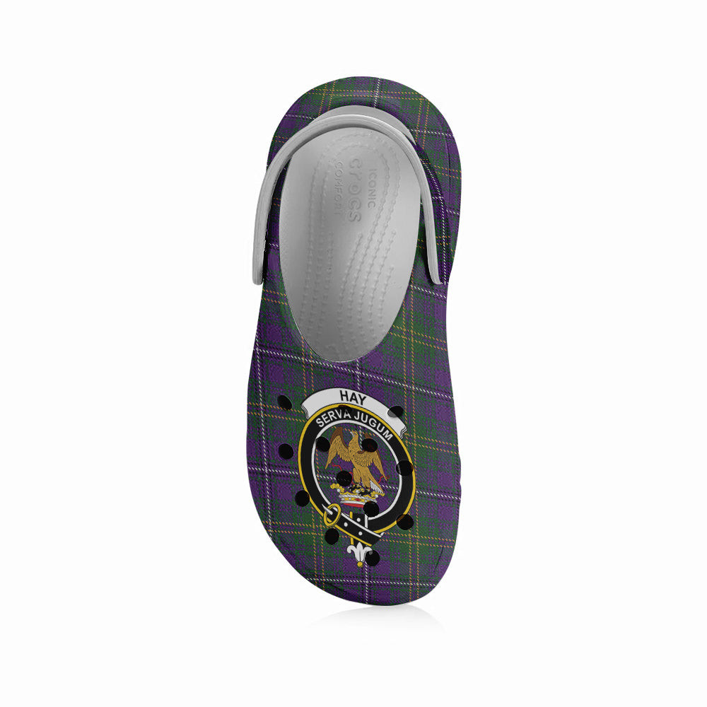 ScotsTee Shop Scottish Hay of Megginch Crest Women's Tartan Height Increasing Clogs