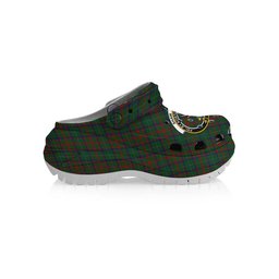 ScotsTee Shop Scottish Shaw of Tordarroch Green Hunting Crest Women's Tartan Height Increasing Clogs