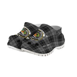 ScotsTee Shop Scottish Douglas Grey Vestiarium Scoticum Crest Women's Tartan Height Increasing Clogs