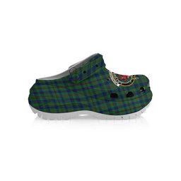 ScotsTee Shop Scottish Moncreiffe of Atholl Modern Crest Women's Tartan Height Increasing Clogs