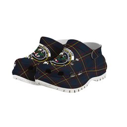 ScotsTee Shop Scottish McLaine of Lochbuie Hunting Crest Women's Tartan Height Increasing Clogs