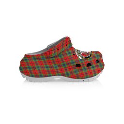 ScotsTee Shop Scottish MacLean of Duart Modern Crest Women's Tartan Height Increasing Clogs