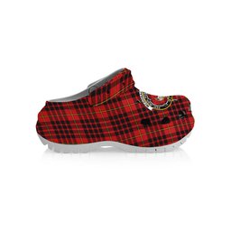 ScotsTee Shop Scottish McDonald of Ardnamurchan Modern Crest Women's Tartan Height Increasing Clogs