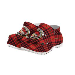 ScotsTee Shop Scottish McDonald of Ardnamurchan Modern Crest Women's Tartan Height Increasing Clogs