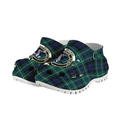 ScotsTee Shop Scottish McNeil of Colonsay Modern Crest Women's Tartan Height Increasing Clogs