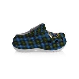 ScotsTee Shop Scottish MacNeil of Barra Crest Women's Tartan Height Increasing Clogs