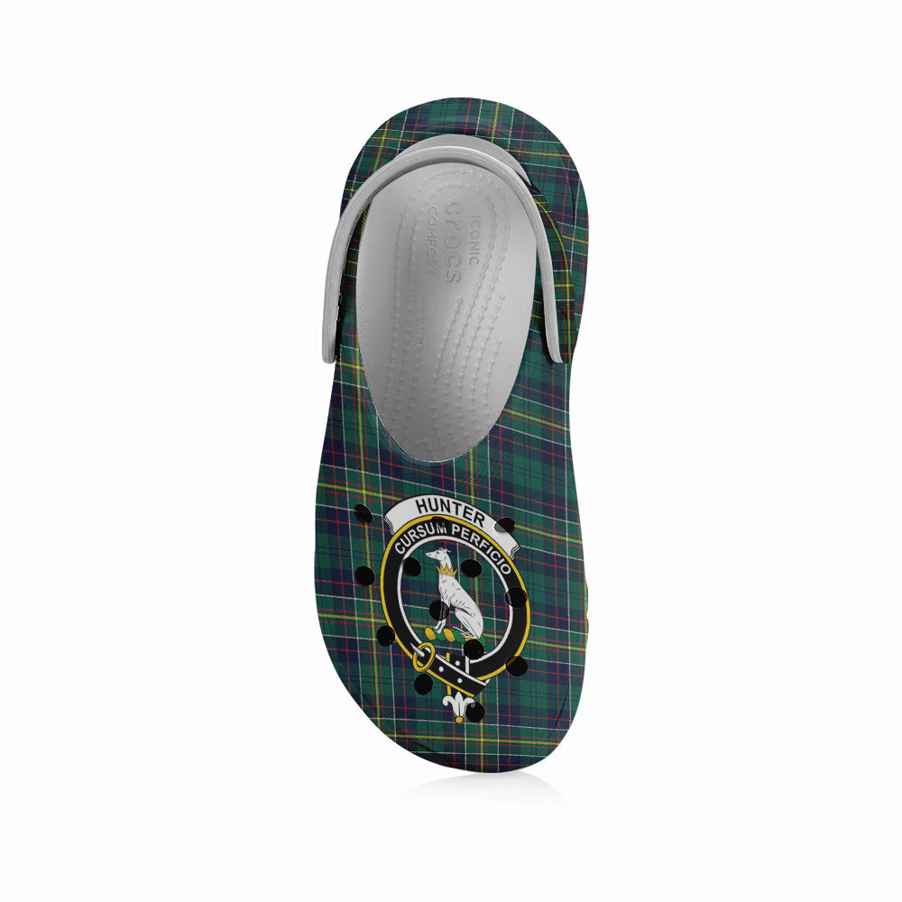 ScotsTee Shop Scottish Hunter of Hunterston Modern Crest Women's Tartan Height Increasing Clogs