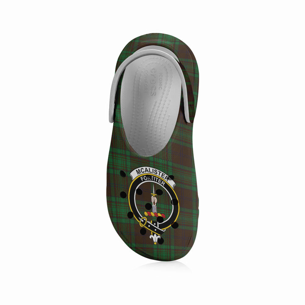 ScotsTee Shop Scottish McAlister of Glenbarr Hunting Crest Women's Tartan Height Increasing Clogs