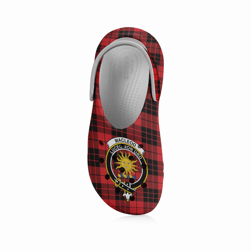 ScotsTee Shop Scottish MacLeod of Raasay Modern Crest Women's Tartan Height Increasing Clogs