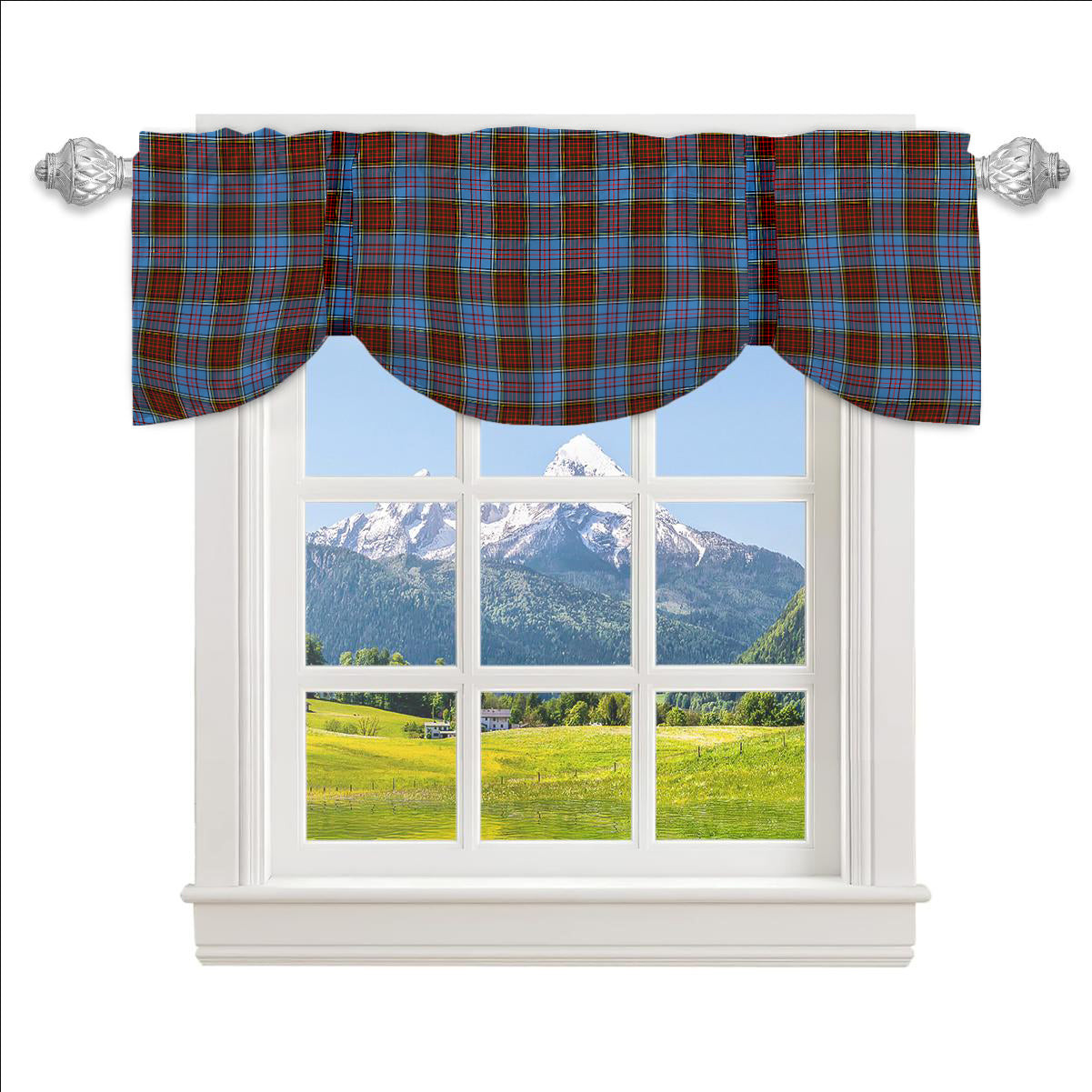ScotsTee Shop Scottish Anderson Modern Tartan Tie Up Valance Curtain