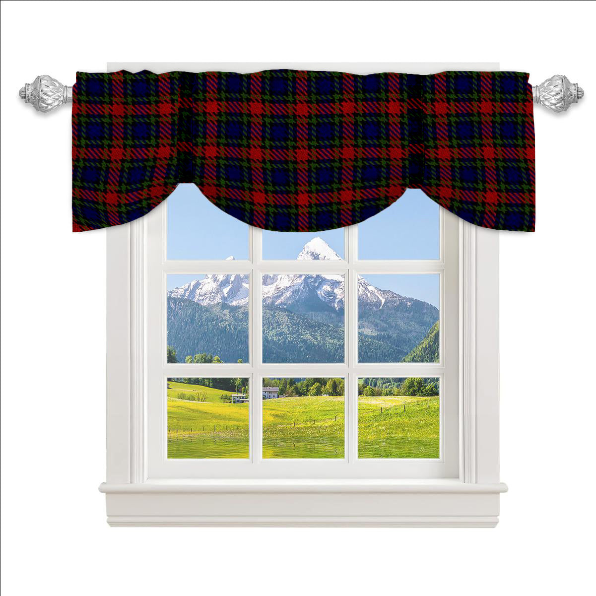 ScotsTee Shop Scottish Clark (Lion) Red Tartan Tie Up Valance Curtain