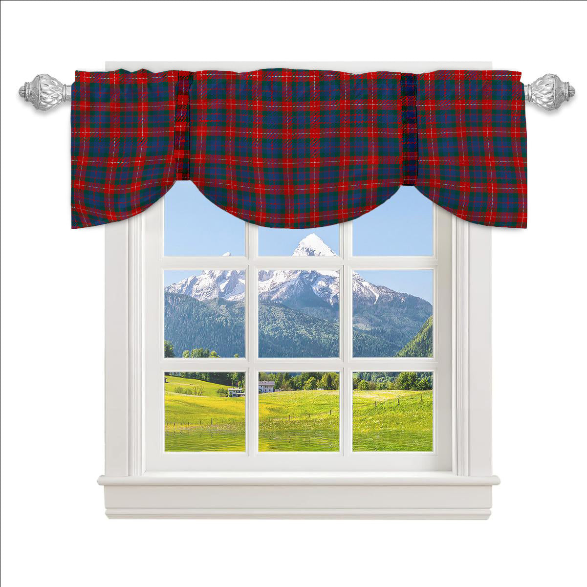 ScotsTee Shop Scottish Fraser of Lovat Modern Tartan Tie Up Valance Curtain