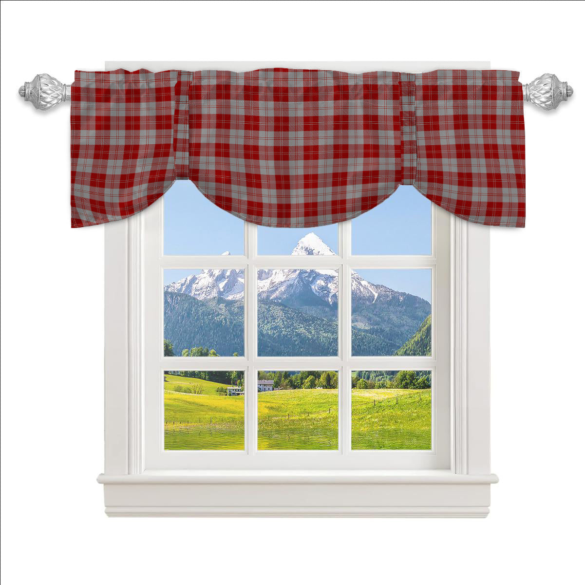 ScotsTee Shop Scottish Erskine Red Tartan Tie Up Valance Curtain