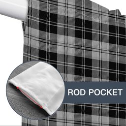 ScotsTee Shop Scottish Erskine Black and White Tartan Tie Up Valance Curtain