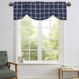 ScotsTee Shop Scottish Gillies Dress Blue Tartan Tie Up Valance Curtain