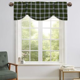 ScotsTee Shop Scottish Gillies Dress Green Tartan Tie Up Valance Curtain