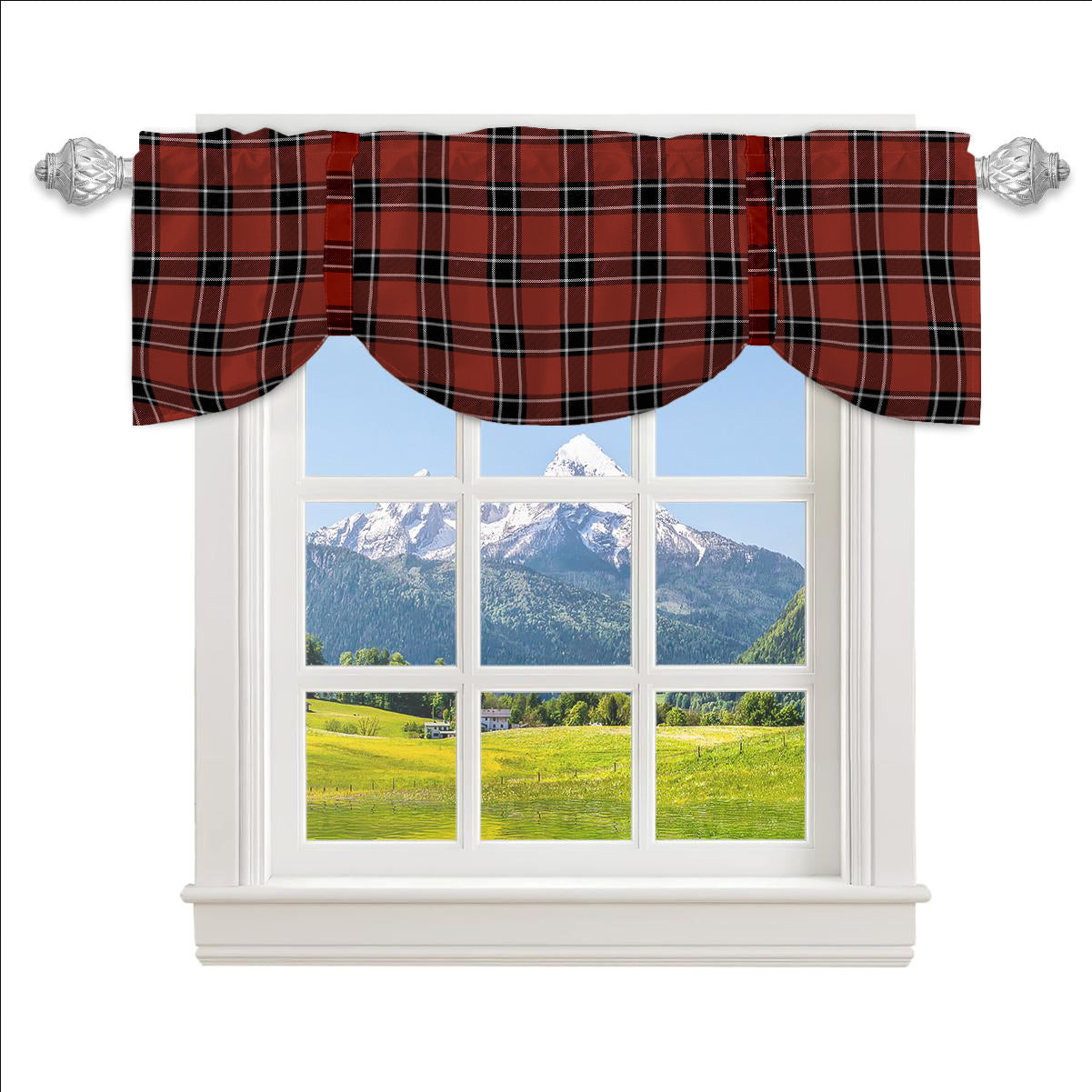 ScotsTee Shop Scottish Dunbar District Modern Tartan Tie Up Valance Curtain