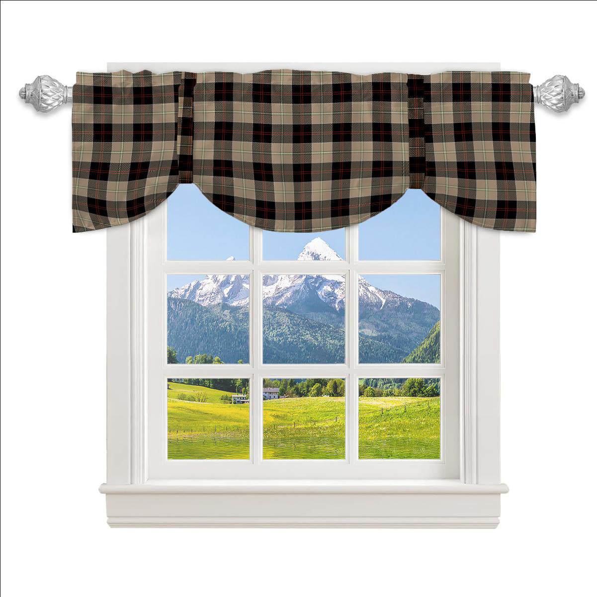 ScotsTee Shop Scottish Dunlop Hunting Ancient Tartan Tie Up Valance Curtain