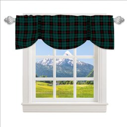 ScotsTee Shop Scottish Douglas Black Modern Tartan Tie Up Valance Curtain