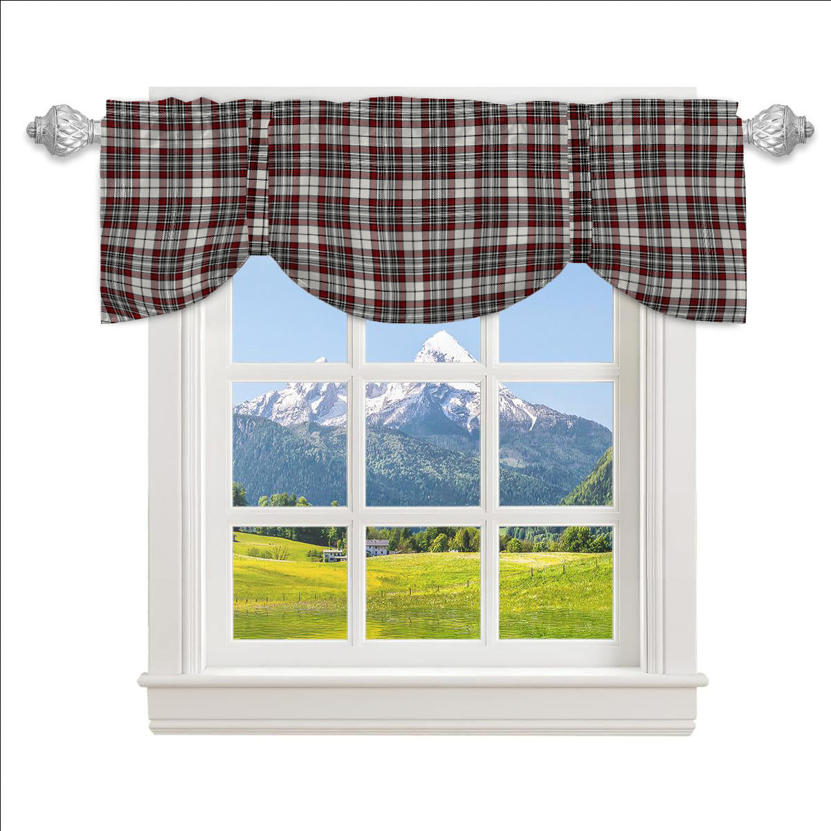 ScotsTee Shop Scottish Dunbar Plaid Modern Tartan Tie Up Valance Curtain