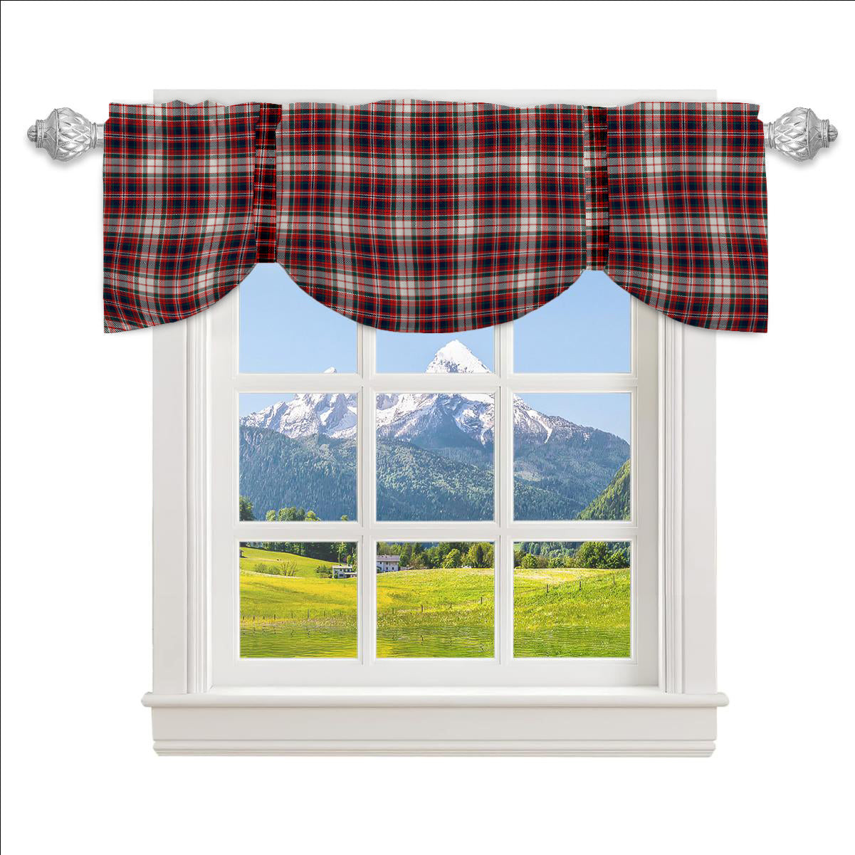 ScotsTee Shop Scottish MacFarlane Dress Modern Tartan Tie Up Valance Curtain