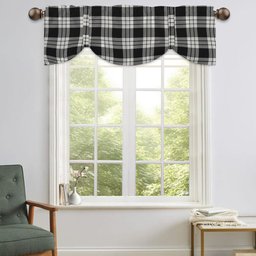 ScotsTee Shop Scottish McFarland Black White Tartan Tie Up Valance Curtain