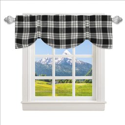 ScotsTee Shop Scottish McFarland Black White Tartan Tie Up Valance Curtain