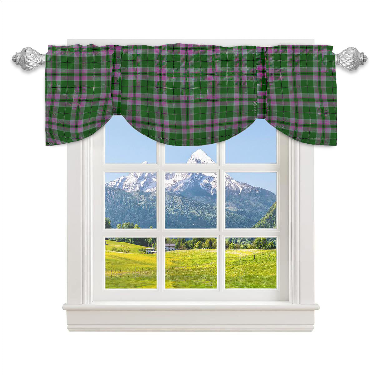 ScotsTee Shop Scottish Gray Hunting Ancient Tartan Tie Up Valance Curtain