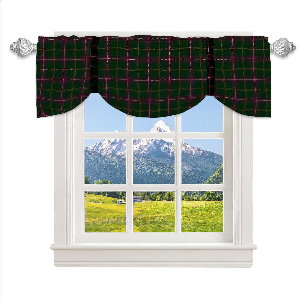 ScotsTee Shop Scottish Hall from Springbrook and Newtown Tartan Tie Up Valance Curtain