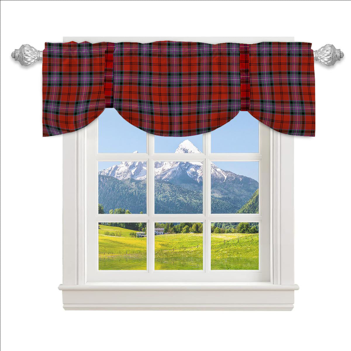ScotsTee Shop Scottish Kelly of Sleat Red Ancient Tartan Tie Up Valance Curtain